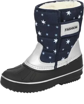 2024 Winter Fashion Snow Boots for Kids Star Print Waterroof Cozy Warm Outdoor Faux  Lined Boots for Girls Teens