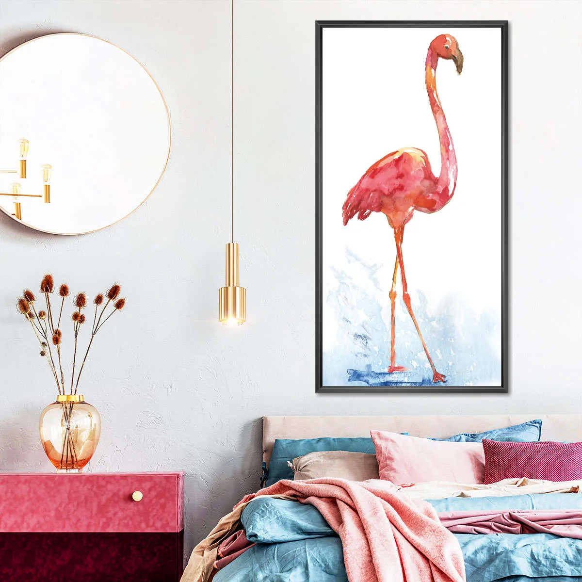A Flamingo Splash I Wall Art