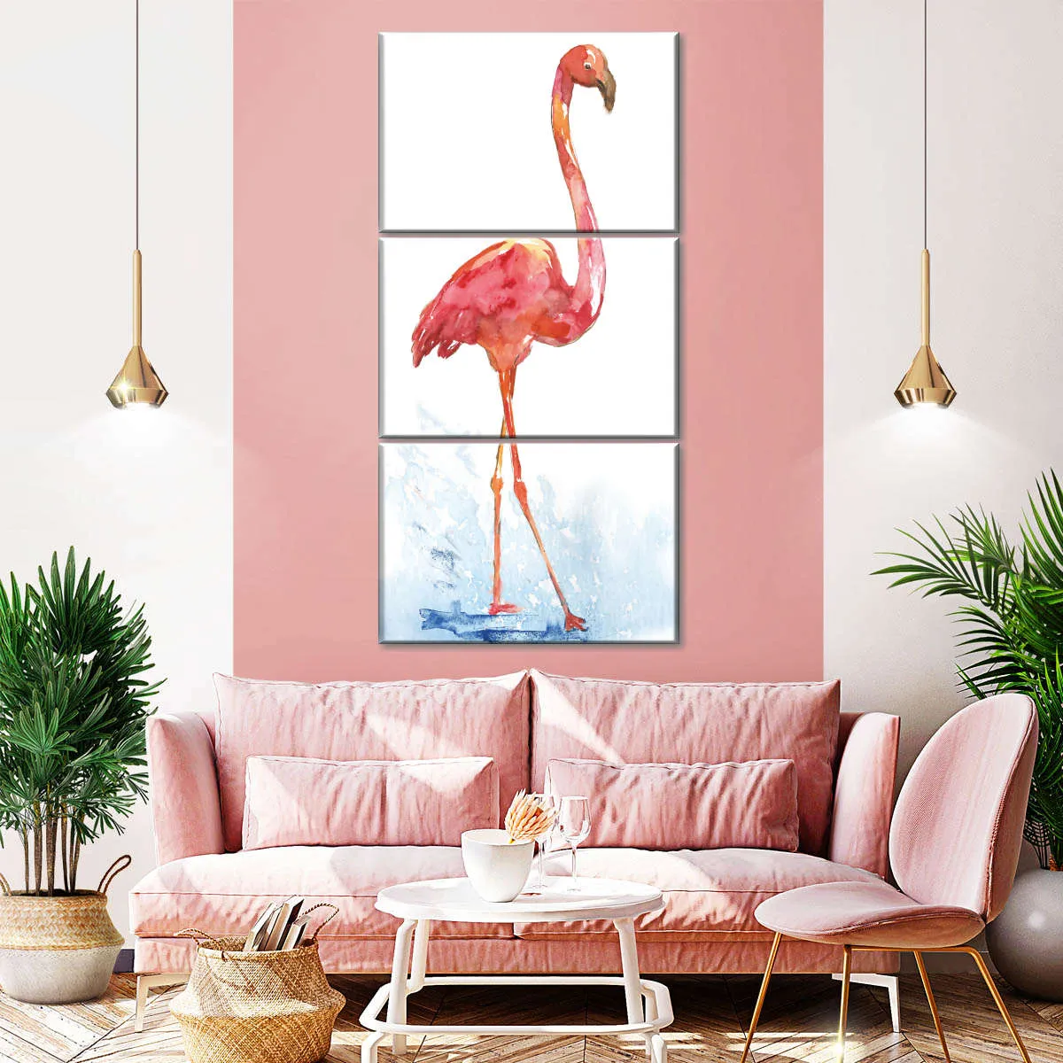 A Flamingo Splash I Wall Art