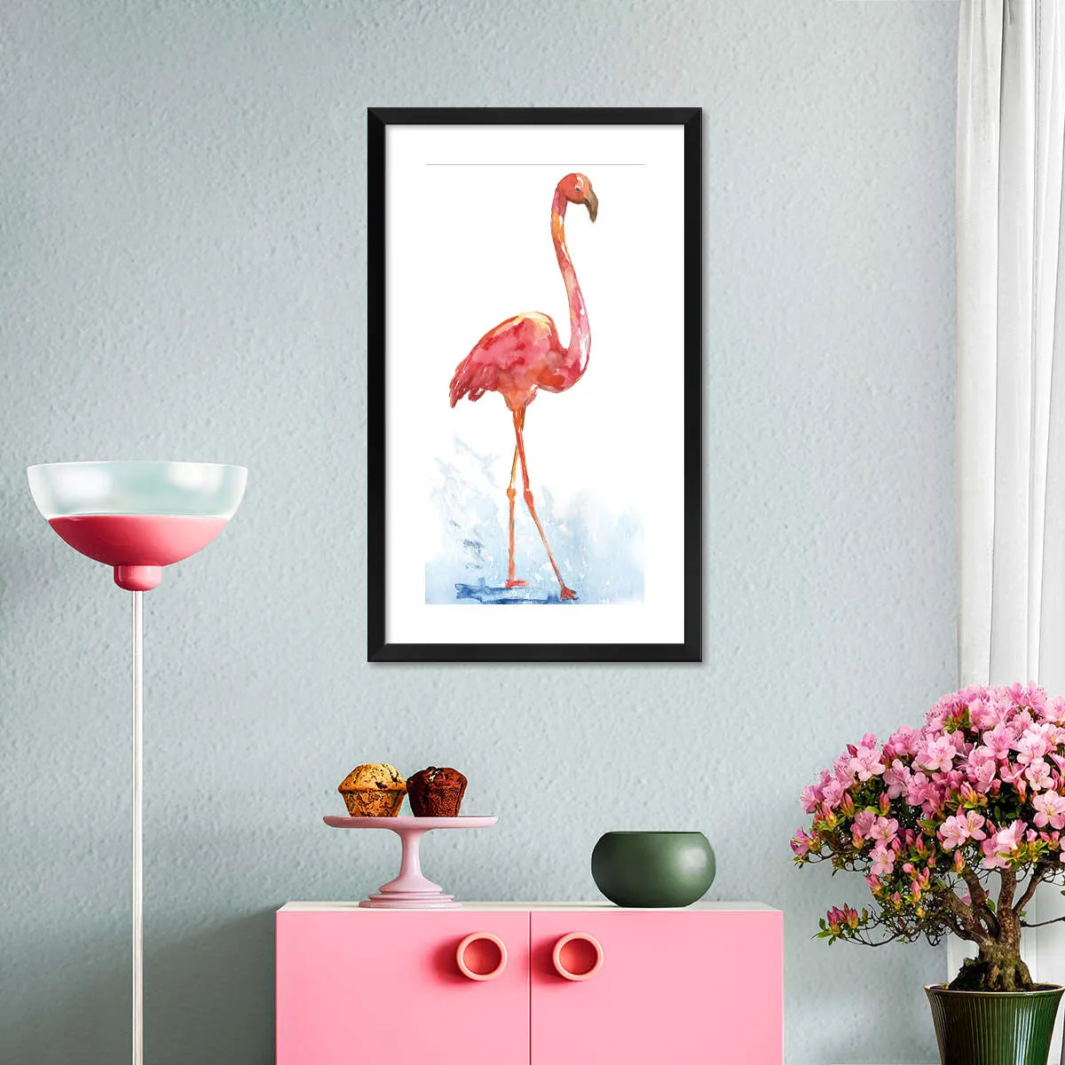 A Flamingo Splash I Wall Art