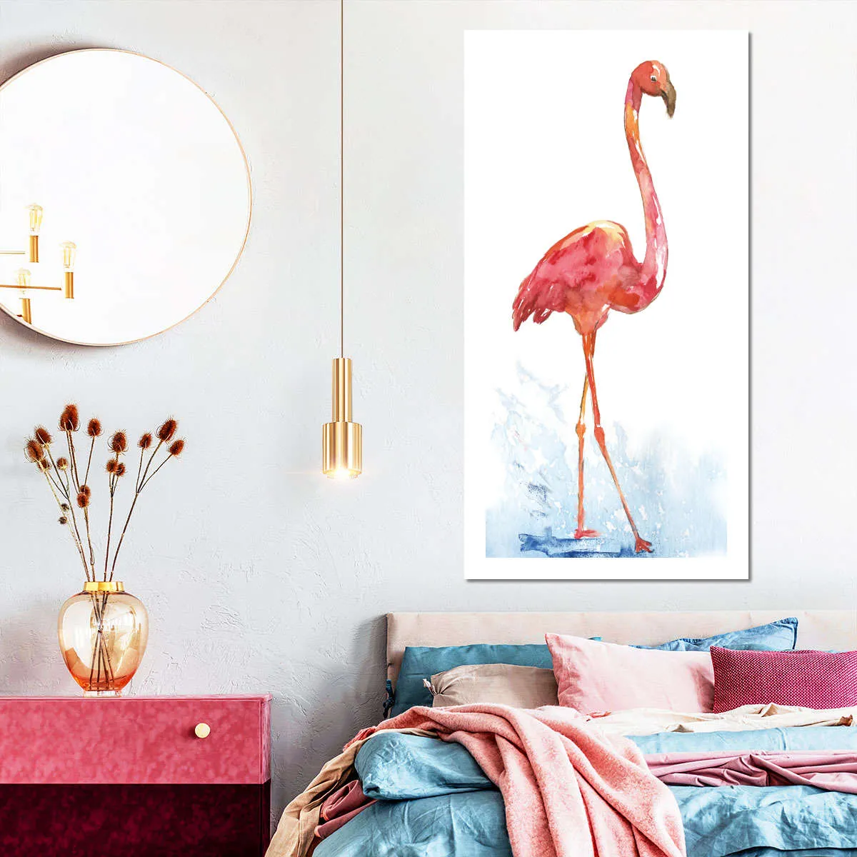 A Flamingo Splash I Wall Art