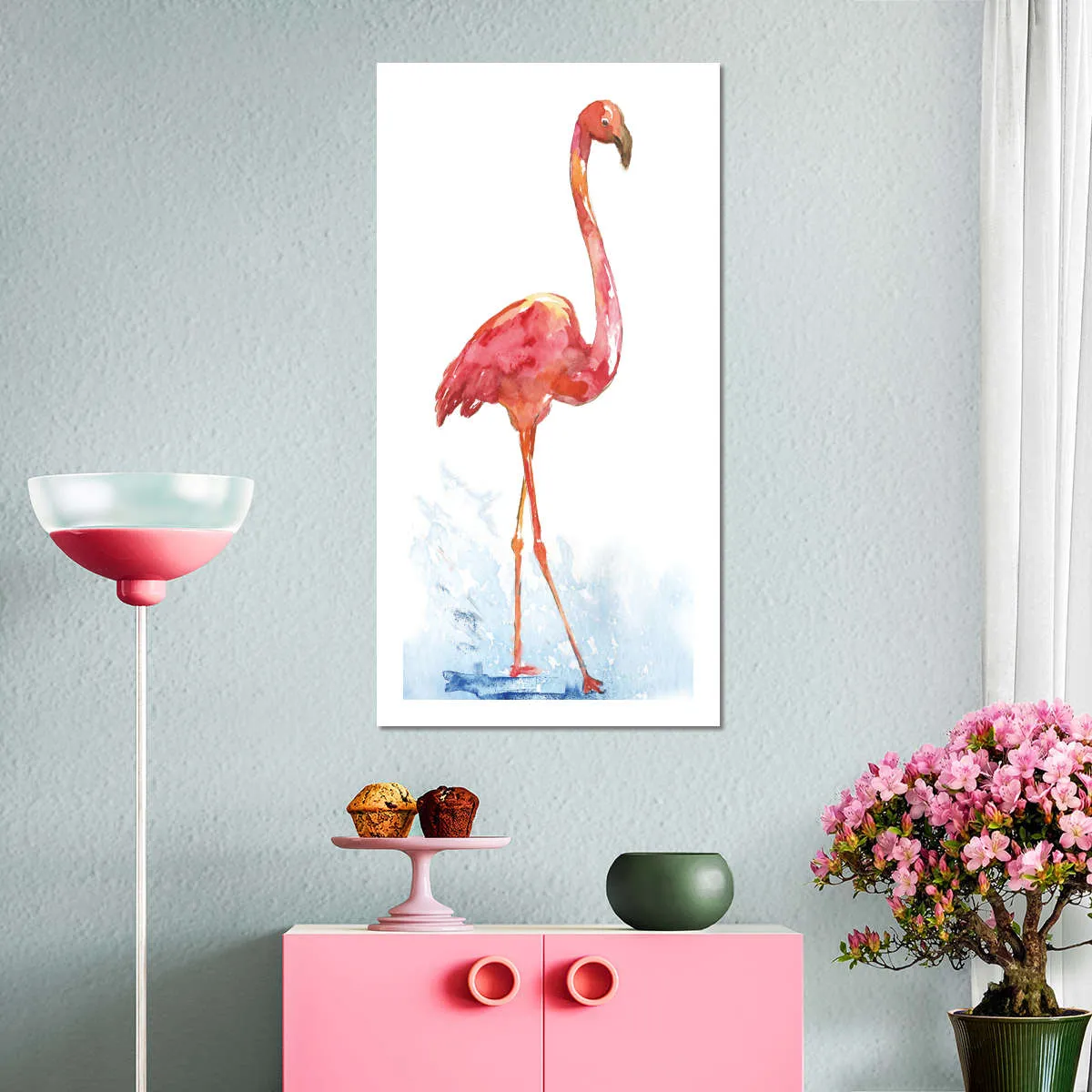 A Flamingo Splash I Wall Art
