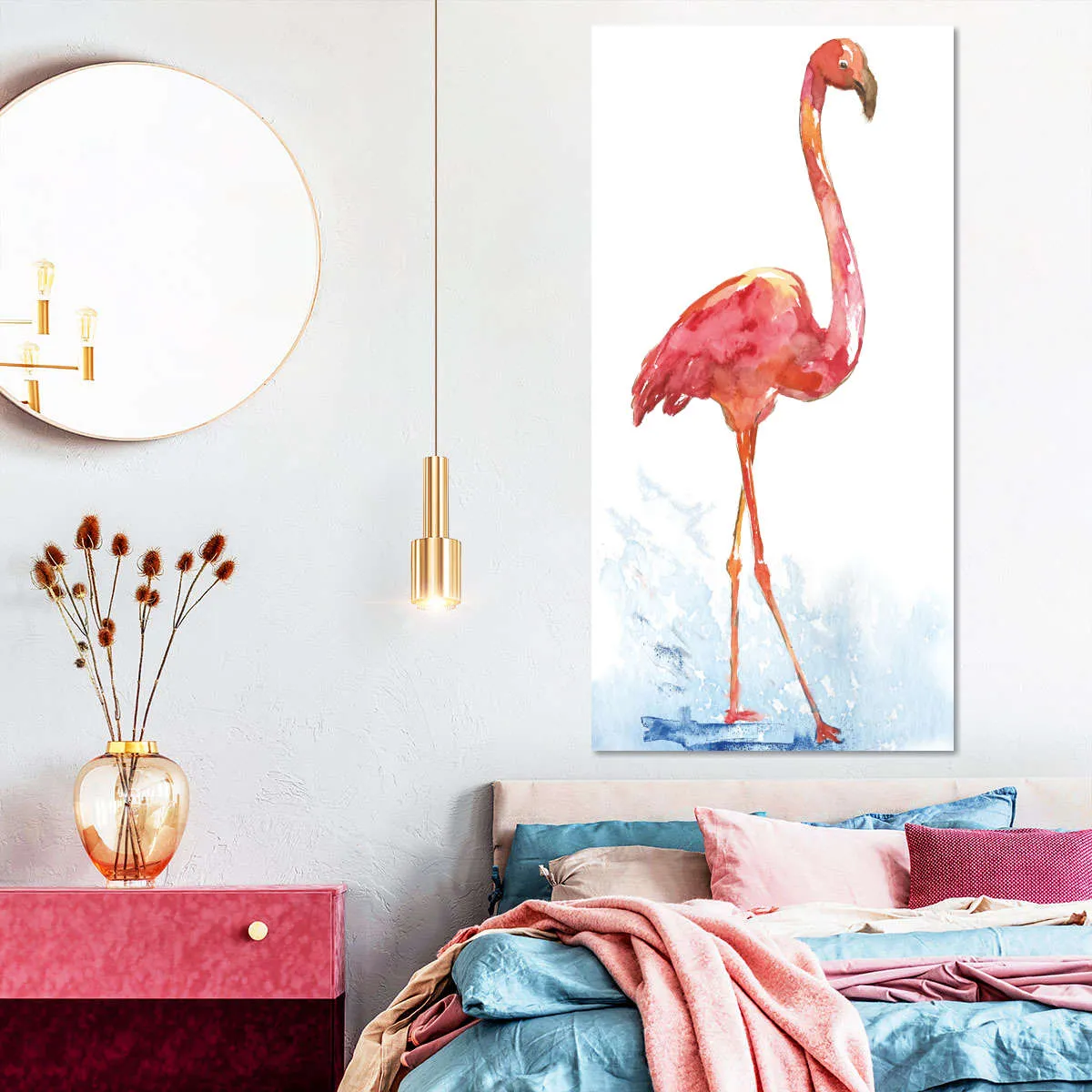 A Flamingo Splash I Wall Art