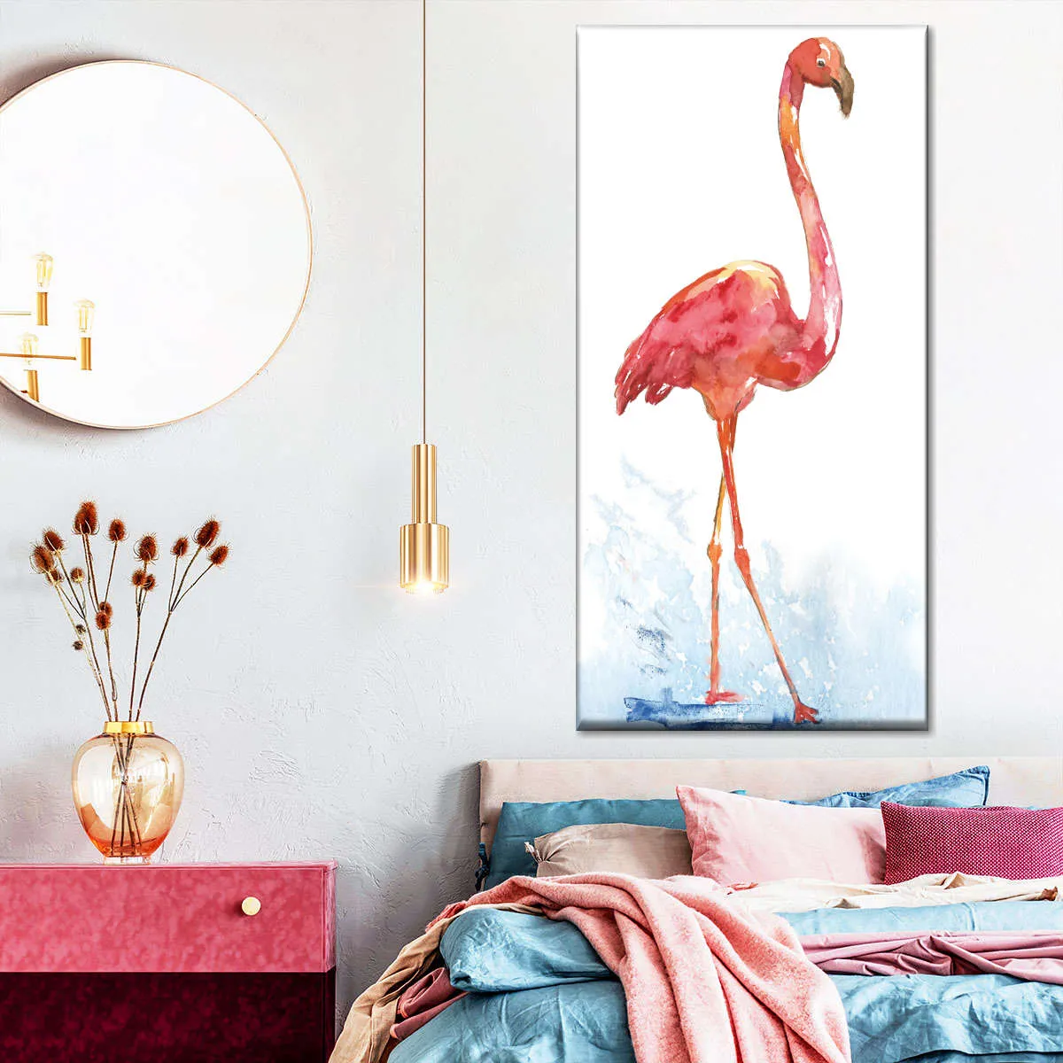 A Flamingo Splash I Wall Art