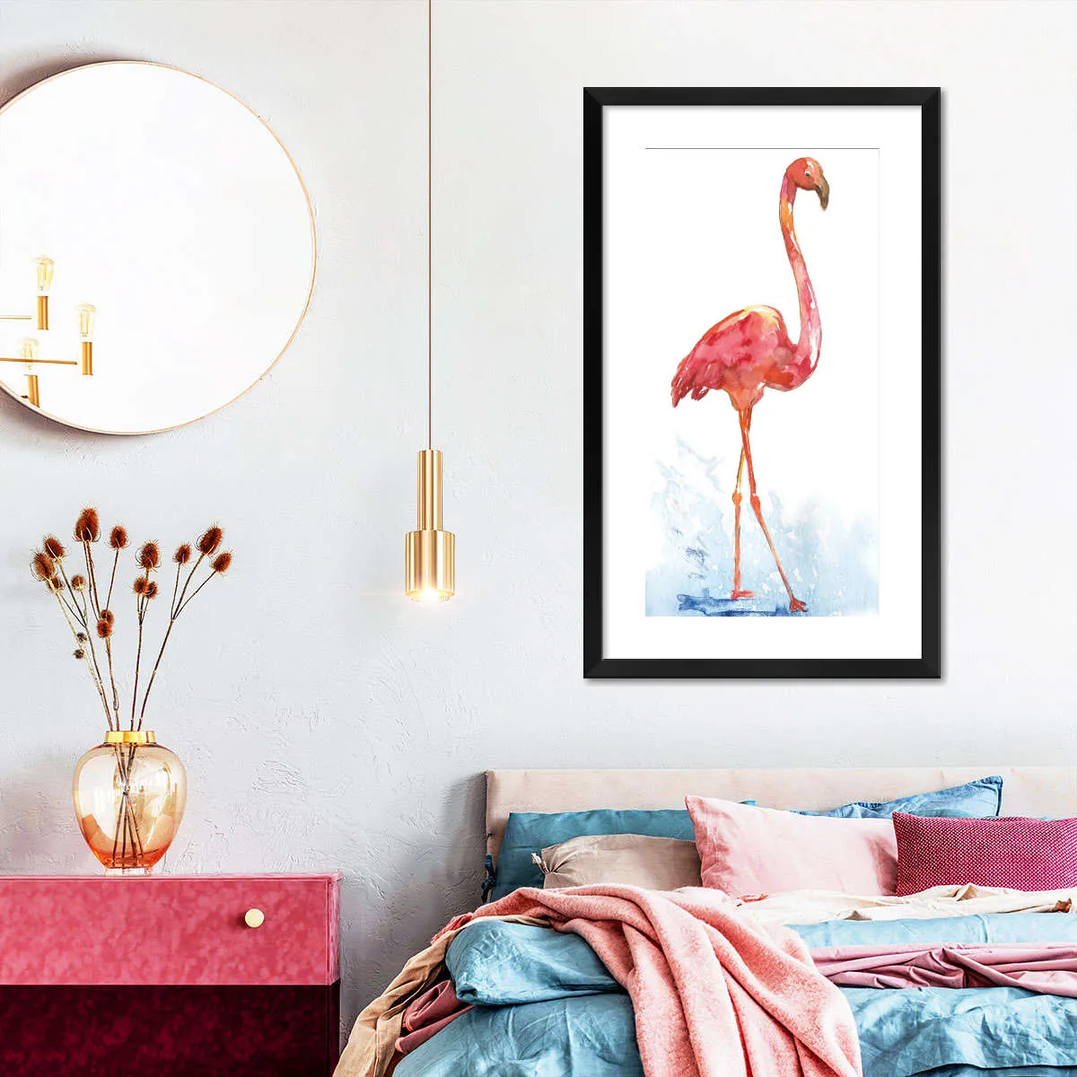 A Flamingo Splash I Wall Art