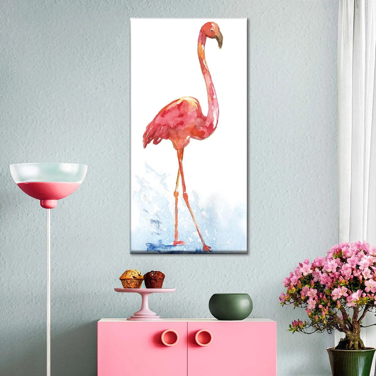 A Flamingo Splash I Wall Art