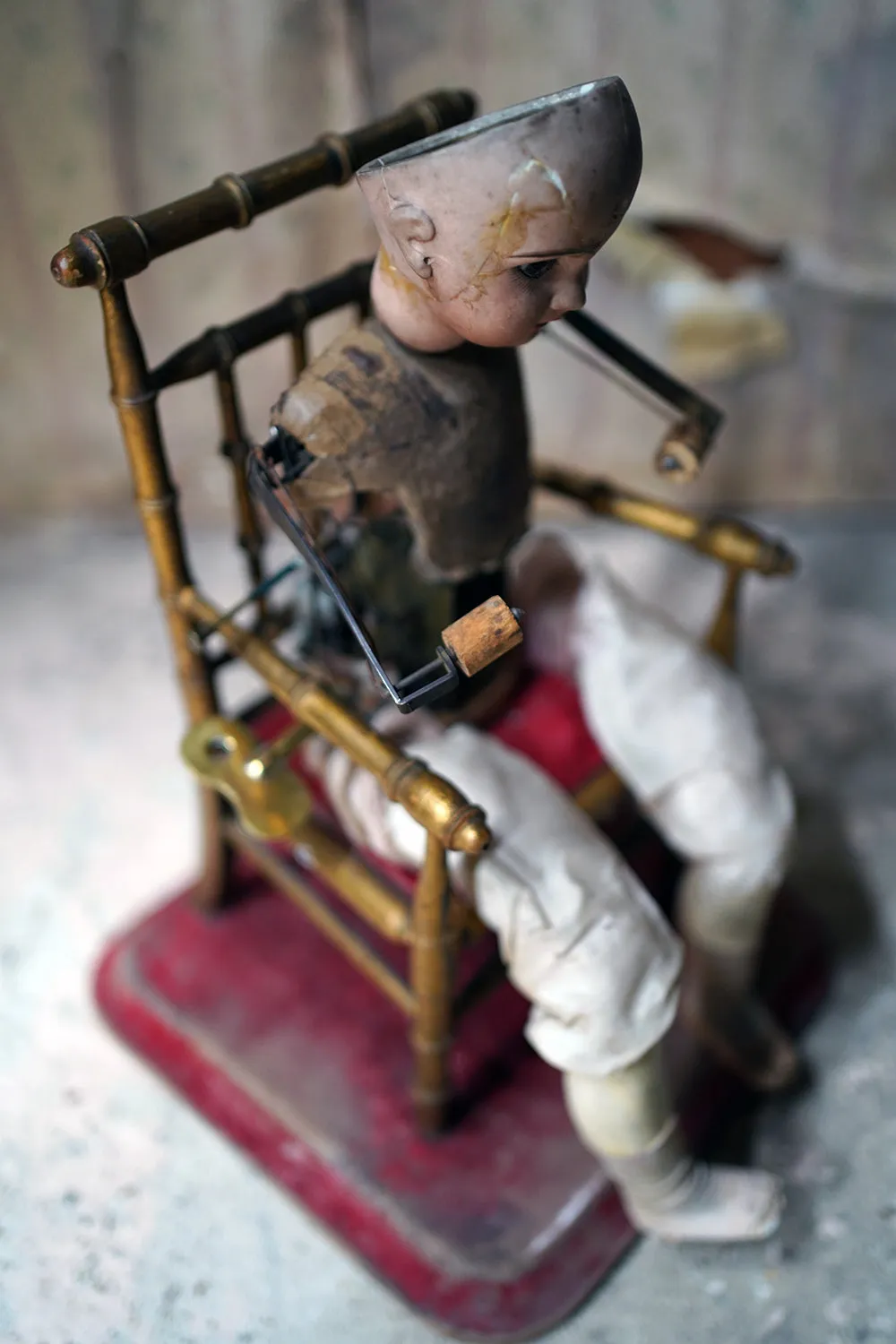 A French Bisque Musical Automaton by Roullet et Decamps; ‘Bebe Tricoteur’ c.1885-90
