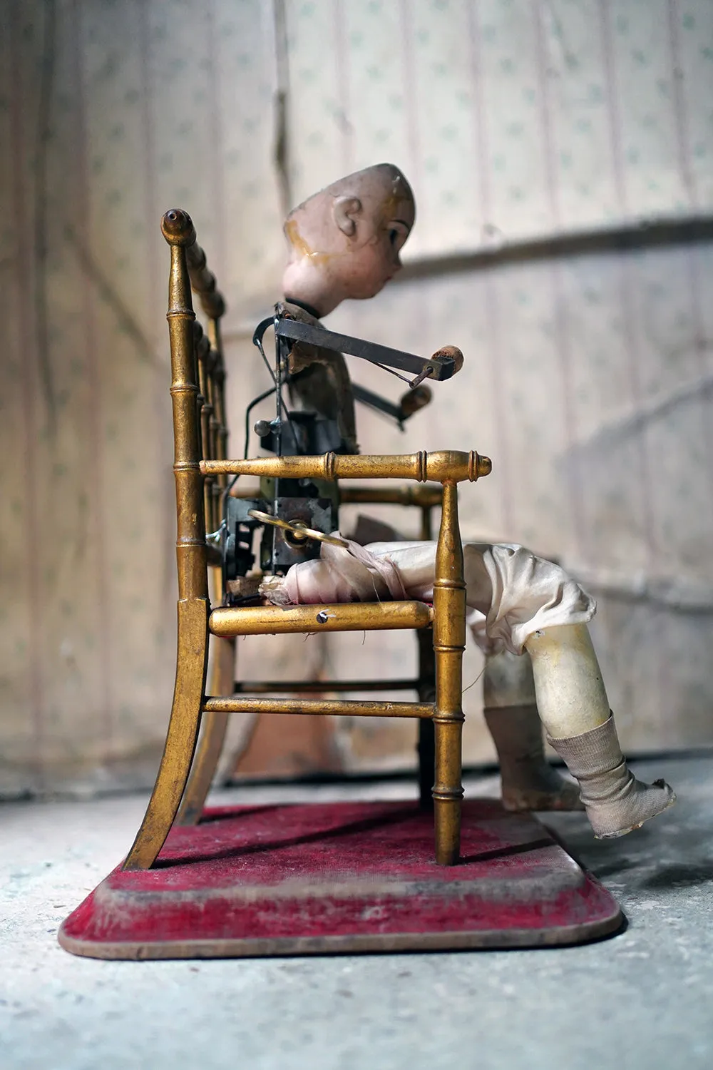 A French Bisque Musical Automaton by Roullet et Decamps; ‘Bebe Tricoteur’ c.1885-90