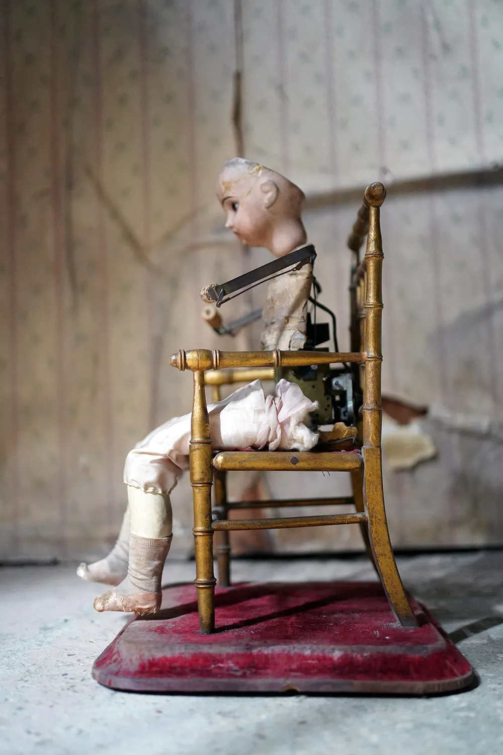 A French Bisque Musical Automaton by Roullet et Decamps; ‘Bebe Tricoteur’ c.1885-90