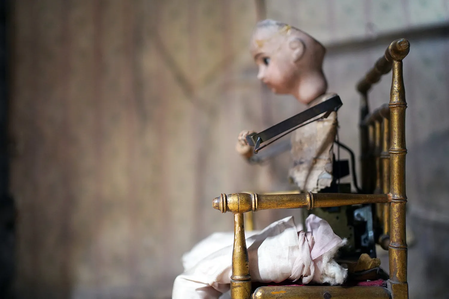 A French Bisque Musical Automaton by Roullet et Decamps; ‘Bebe Tricoteur’ c.1885-90