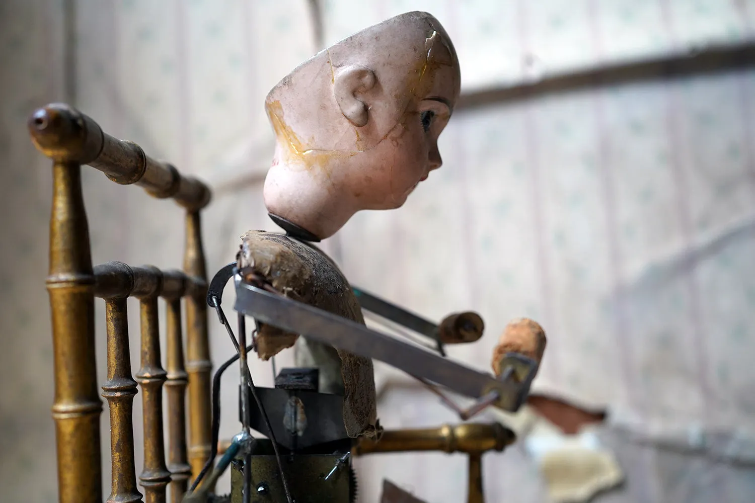 A French Bisque Musical Automaton by Roullet et Decamps; ‘Bebe Tricoteur’ c.1885-90