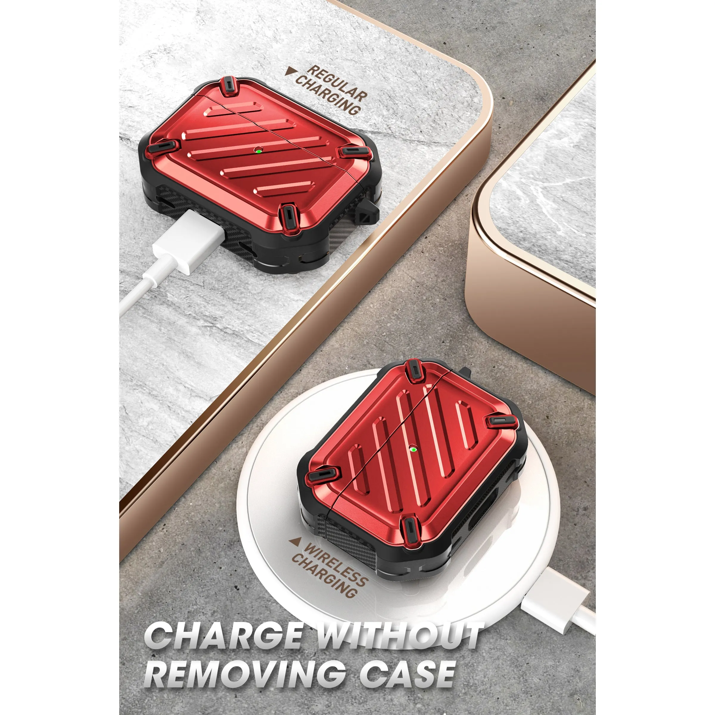 Apple AirPods Pro 2 Unicorn Beetle PRO Rugged Case-Metallic Red