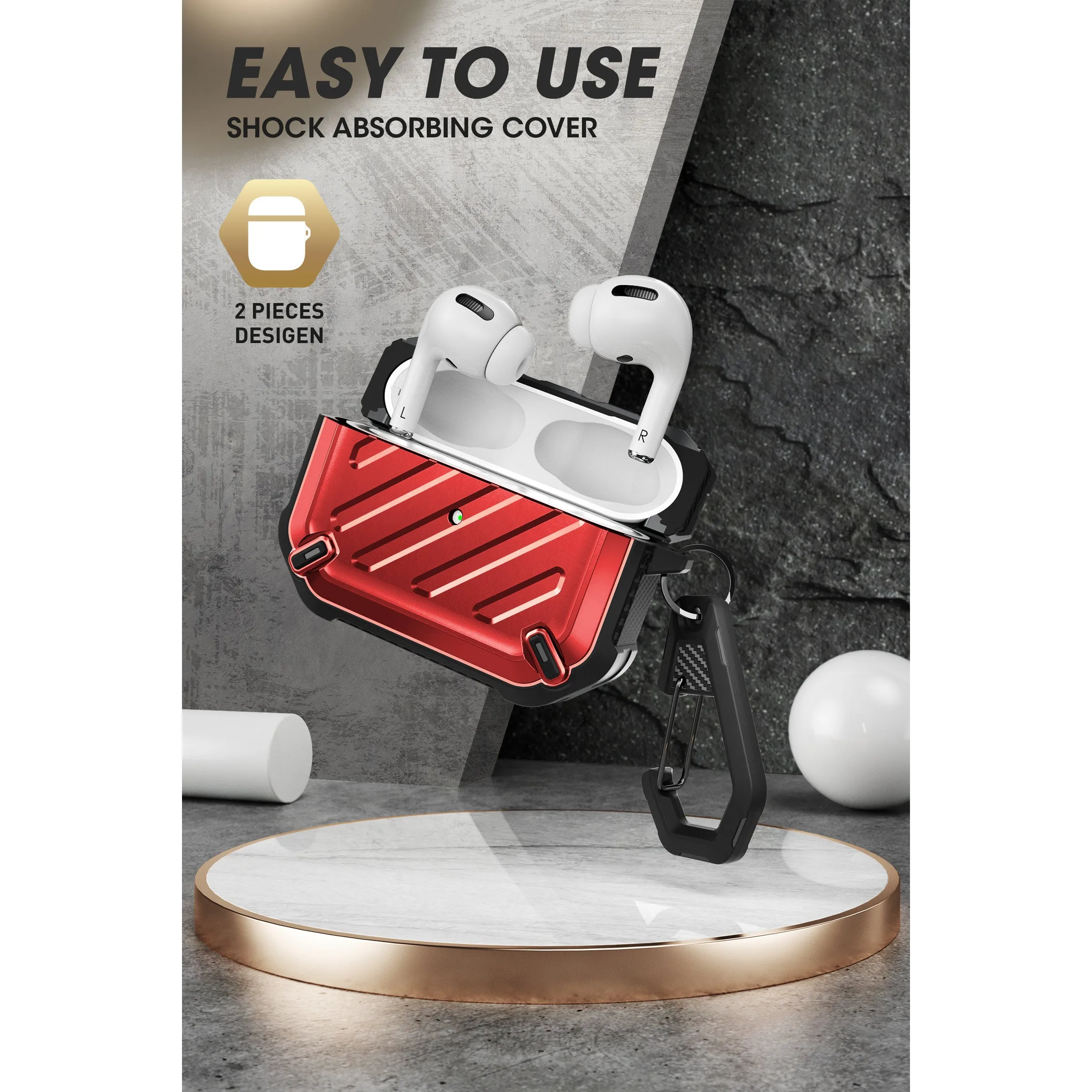 Apple AirPods Pro 2 Unicorn Beetle PRO Rugged Case-Metallic Red