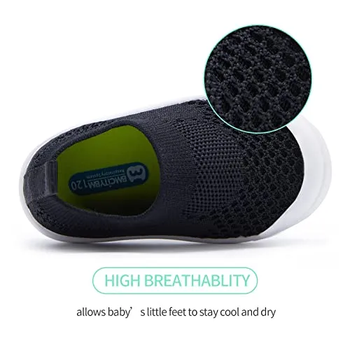 Baby Walking Shoes First Boy Girl Walker Infant Sock Tennis Mesh Sock Tennis Mesh Sneakers Breathable 6 9 12 18 24 Months Black Size 12-18 Months Infant
