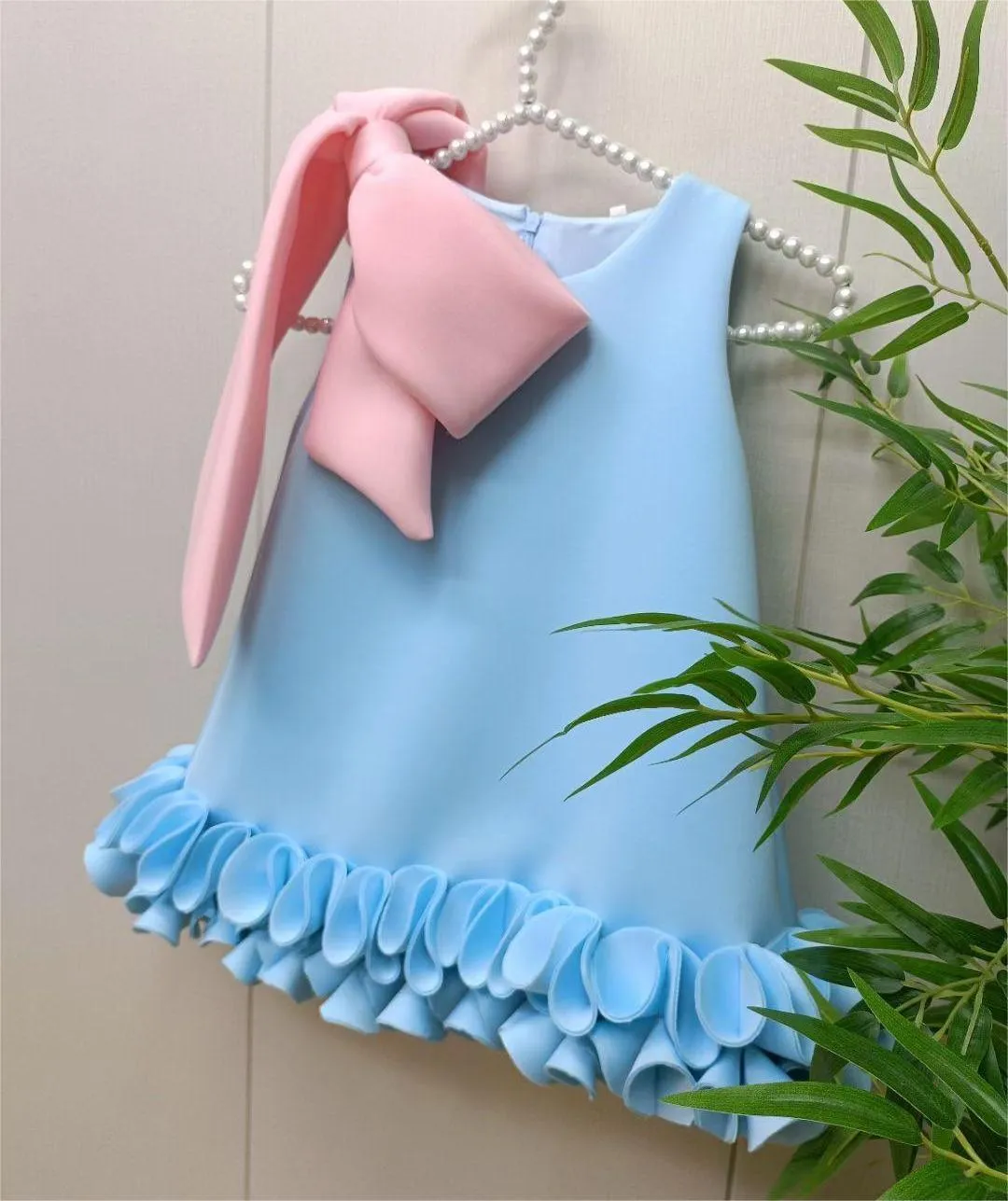 Big bow lace girl princess dress for Birthday party clothes Other colors can be customized