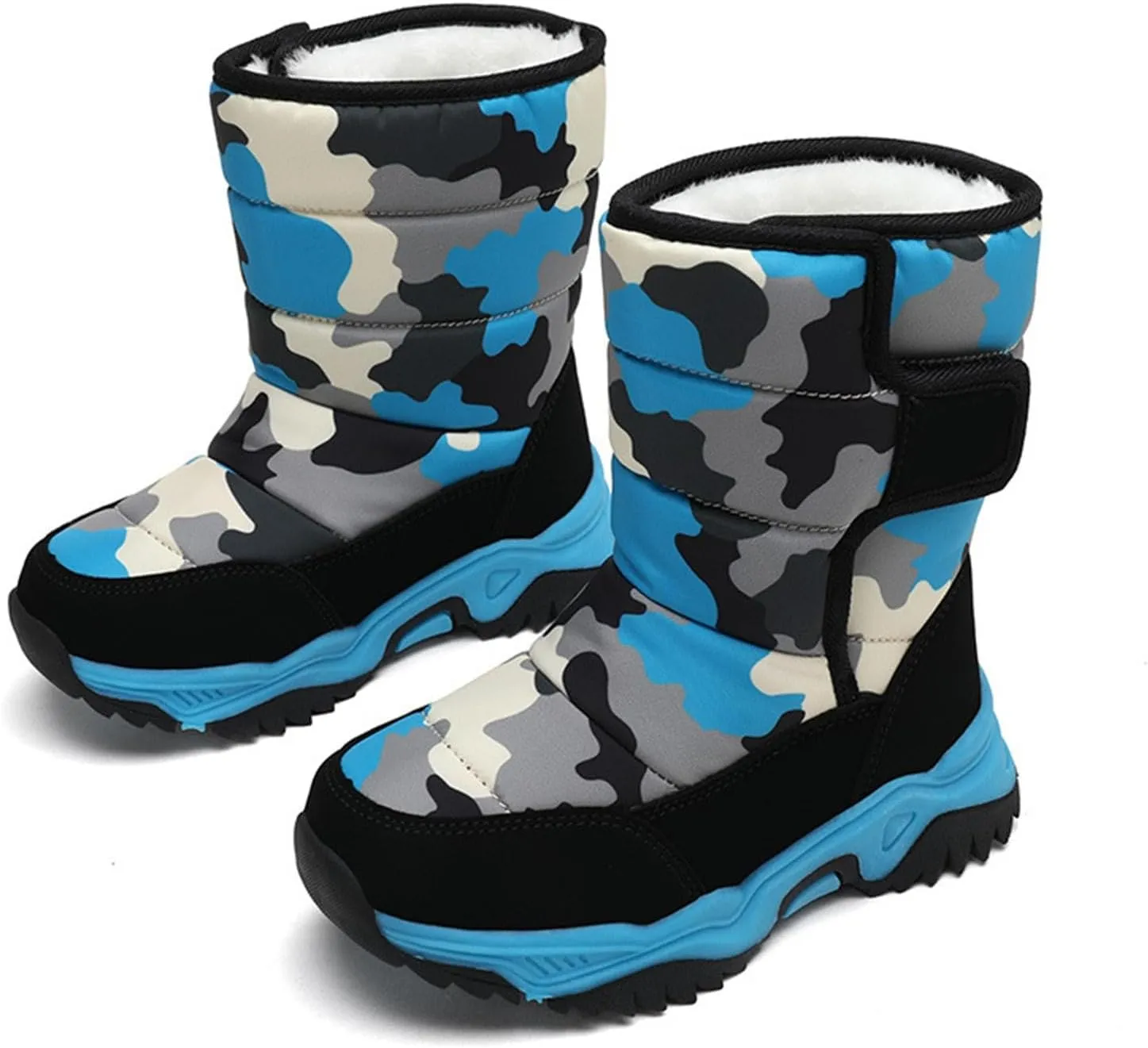 Camouflage Thickened Warm Cotton Boots for Kids Unisex Mid Calf Non Slip Faux  Lined Baby Boots for Girls Size 6