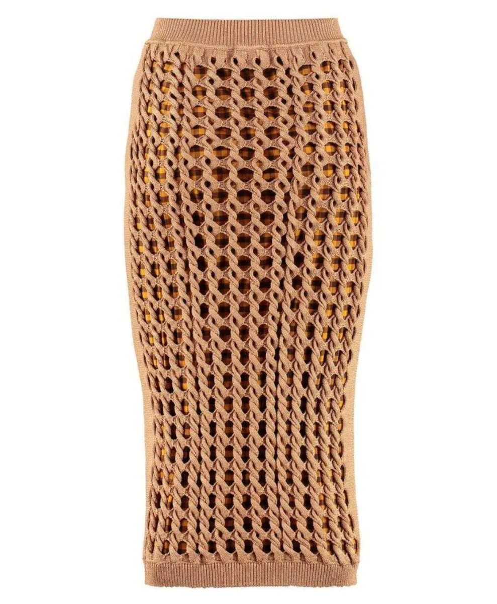Fendi Crochet skirt with gingham stretch skirt