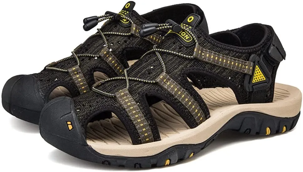 GEXECEUSS Men's Sport Sandals Lightweight Water Shoes Closed Toe Fisherman Sandals Walking Casual Leather Athletic Shoes for Summer Outdoor Beach Wading Boat