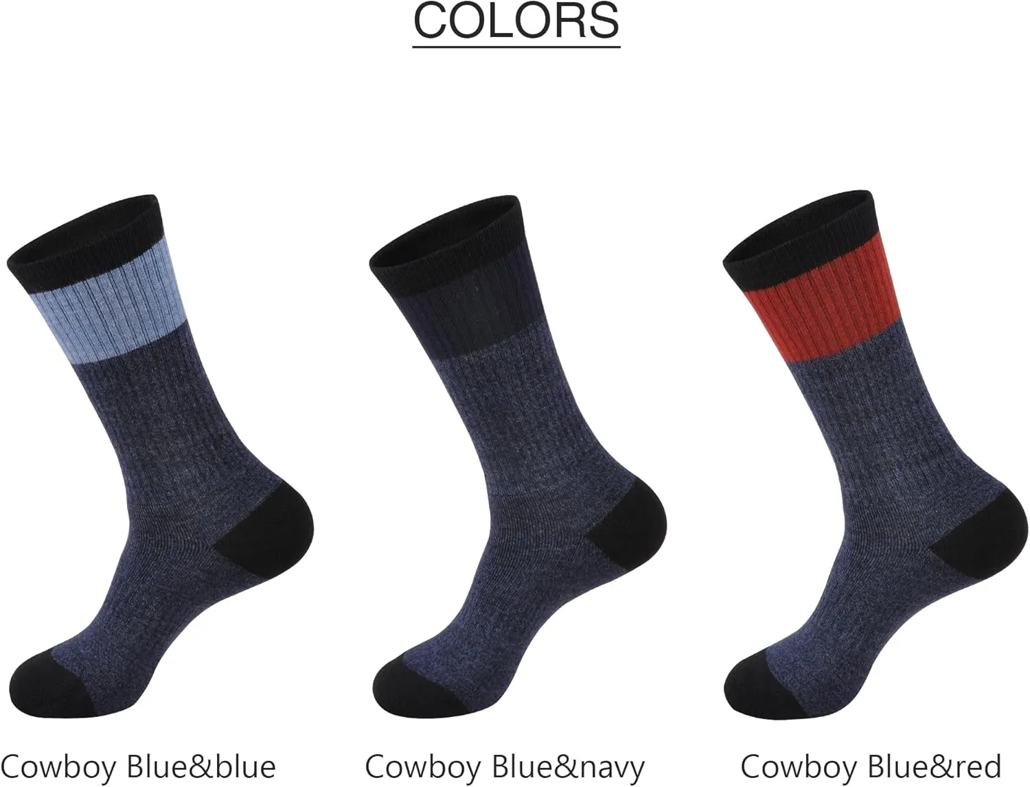 GKX Men's Merino Wool Moisture Wicking Outdoor Hiking Trekking Work Cushion Crew Socks 9-11,10-13