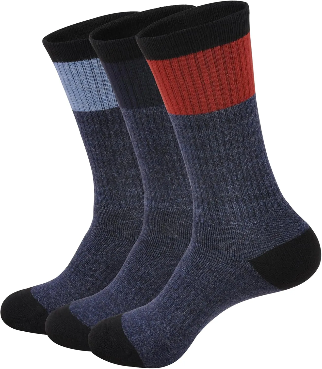 GKX Men's Merino Wool Moisture Wicking Outdoor Hiking Trekking Work Cushion Crew Socks 9-11,10-13