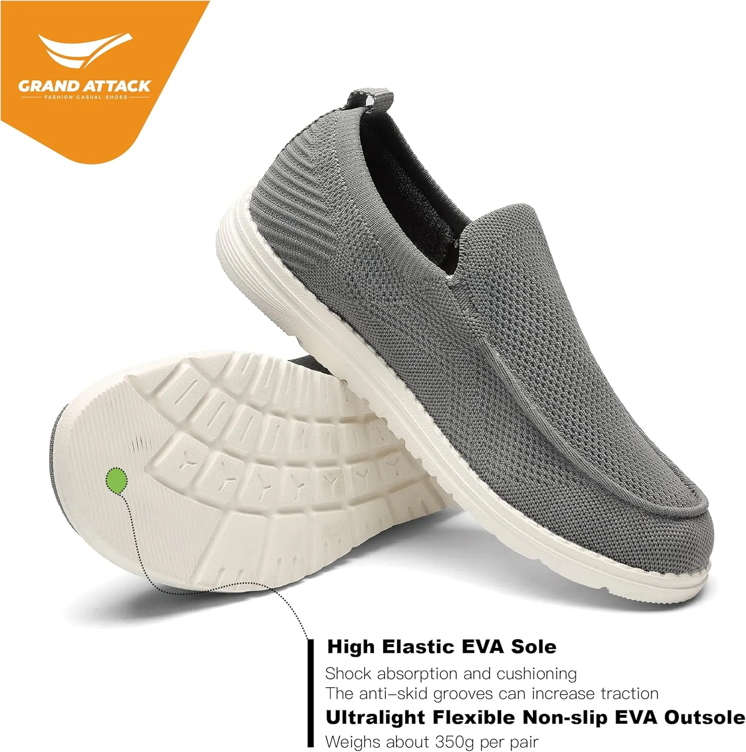 Grand Attack Men's Shoes | Casual Slip On Loafers | Walking Shoes | Comfortable & Lightweight | for Home, Leisure Travel, Driving Shoes