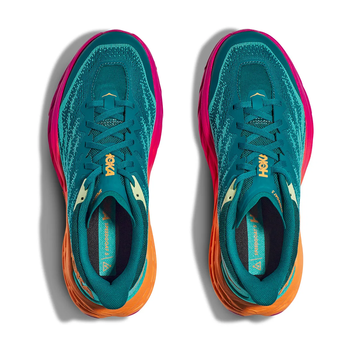 Mens Hoka Speedgoat 5 Performance Trail Running Shoes in Deep Lake/Ceramic