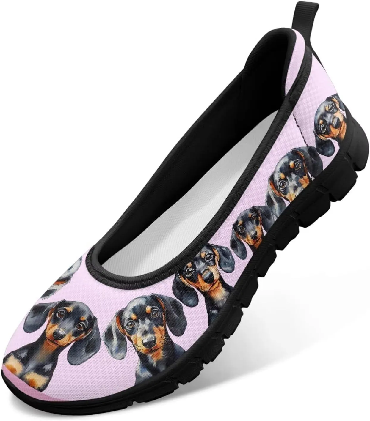Jeiento Cat Theme Women's Walking Shoes Slip-On Loafers Mesh Low Top Sneakers Athletic Running Jogging Shoes