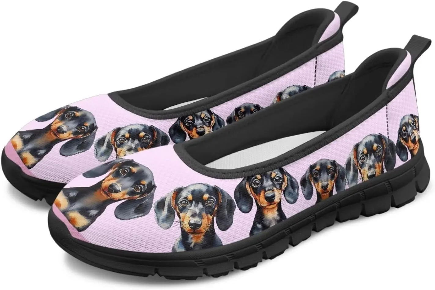 Jeiento Cat Theme Women's Walking Shoes Slip-On Loafers Mesh Low Top Sneakers Athletic Running Jogging Shoes