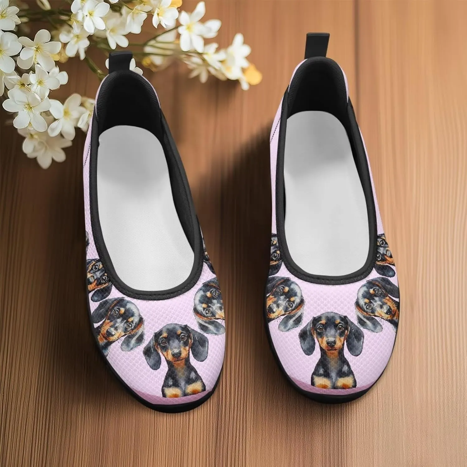 Jeiento Cat Theme Women's Walking Shoes Slip-On Loafers Mesh Low Top Sneakers Athletic Running Jogging Shoes