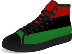 Juneteenth High Top Canvas Shoes for Men Women Pan African Flag High Top Sneakers Lace Up Casual Shoes Gifts for Dad Mom