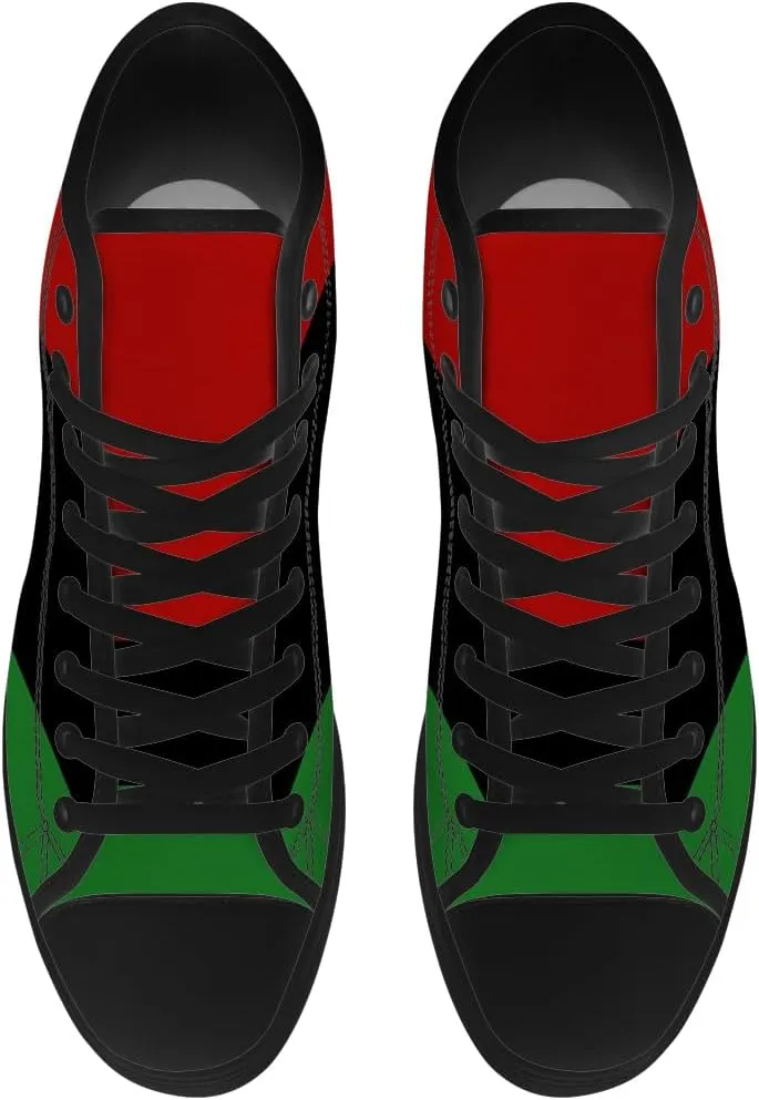 Juneteenth High Top Canvas Shoes for Men Women Pan African Flag High Top Sneakers Lace Up Casual Shoes Gifts for Dad Mom