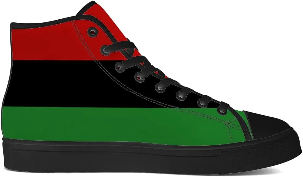 Juneteenth High Top Canvas Shoes for Men Women Pan African Flag High Top Sneakers Lace Up Casual Shoes Gifts for Dad Mom