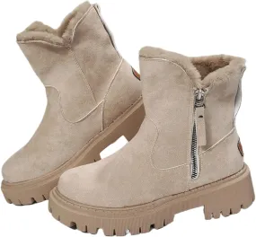 Ladmiple Snow Boots For Women Cute High Top Winter Boots Classic Faux Fur Lined Slip On Ankle Booties Mid Calf Warm Shoes