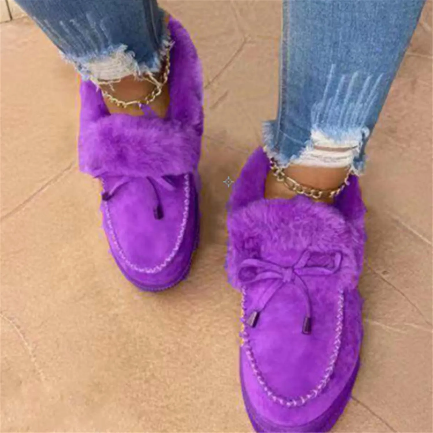 Ladmiple Winter Boots For Women Fashion Snow Boots Warm Comfortable Slip On Outdoor Fur Lined Lining Ankle Booties 2024