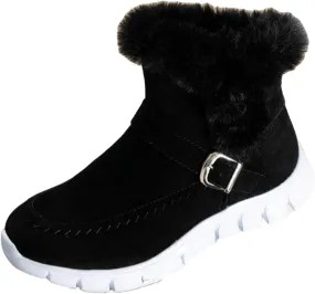 Lausiuoe Boots For Women Ankle Booties Warm Snow Boots Classic Fuzzy Fur Lining Fashion Winter Boots Slip On Loafers Shoes