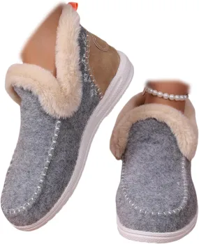 Lausiuoe Boots For Women Ankle Booties Warm Snow Boots Winter Shoes Fur Lining Short Booties Casual Fashion Loafers Shoes