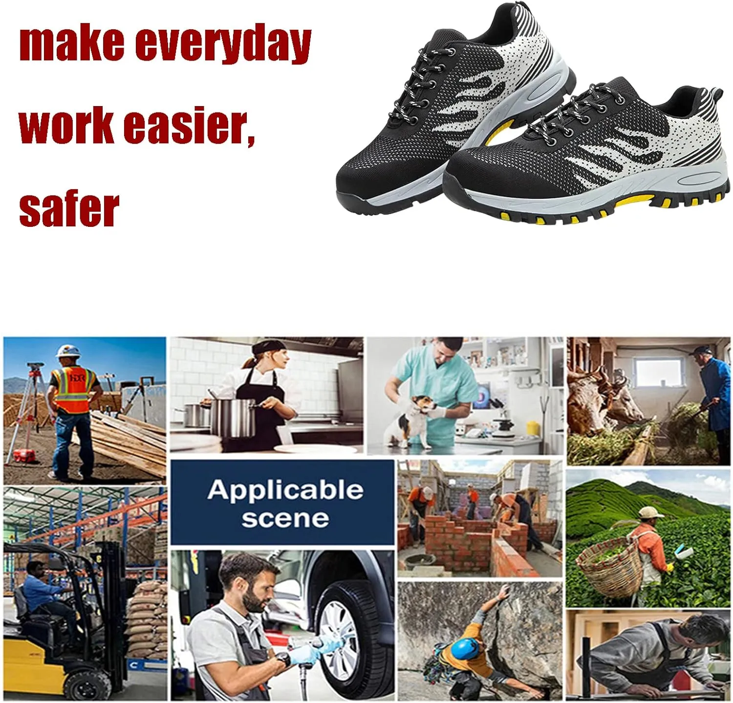 Lightweight Indestructible Safety Shoes,for Warehouse, Auto Repairing, Working, Factory, Outdoor Sports,