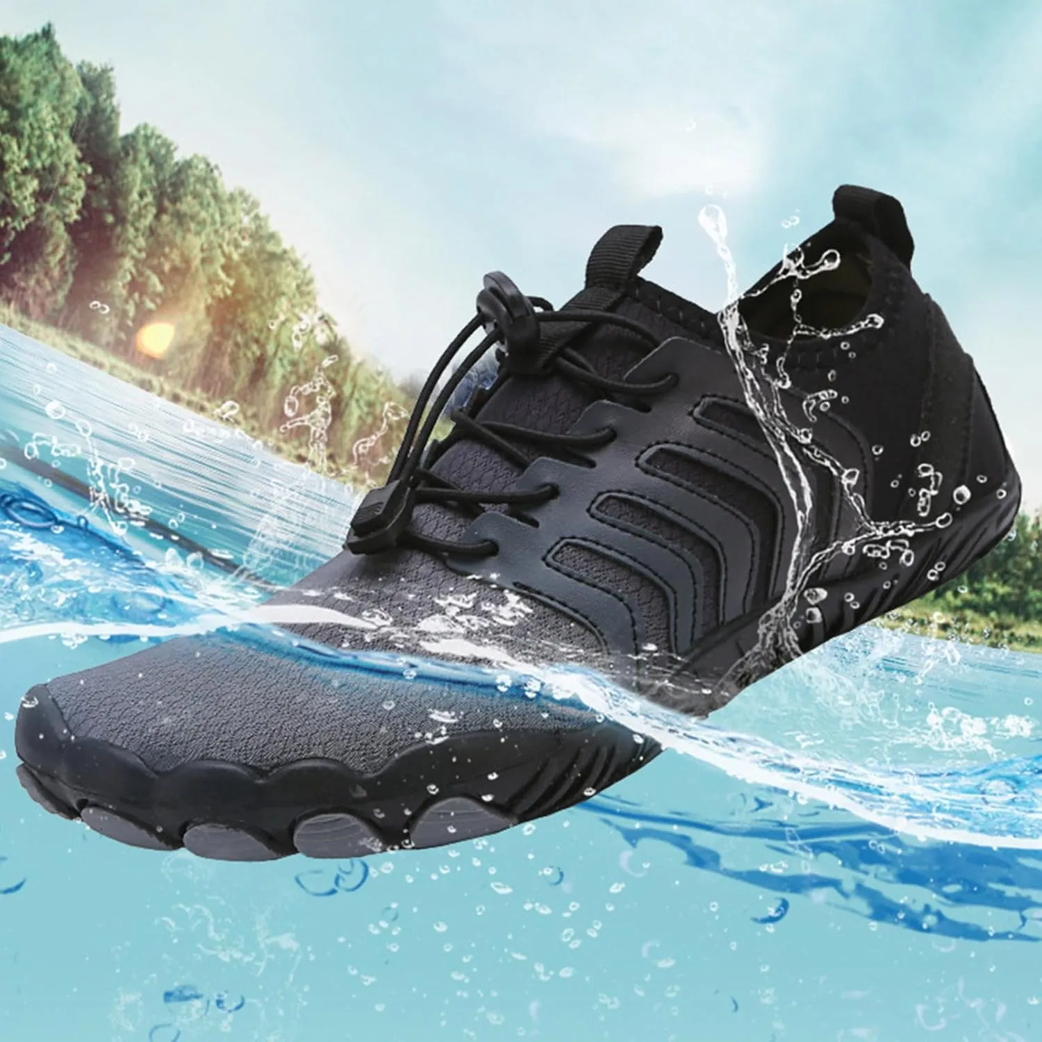 Men's Breathable Water Shoes Quick-Dry Barefoot Wading Shoes Beach Sports Swim Shoe for Boating Fishing Diving
