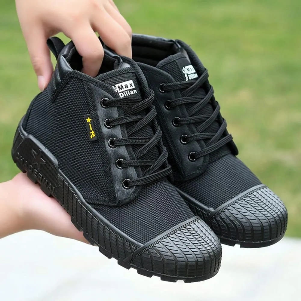 Men's High Top Breathable Puncture Proof Slip Resistant Outdoor Work Shoes Hiking Canvas Sneakers