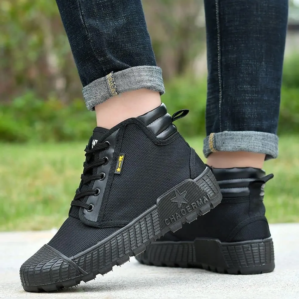 Men's High Top Breathable Puncture Proof Slip Resistant Outdoor Work Shoes Hiking Canvas Sneakers