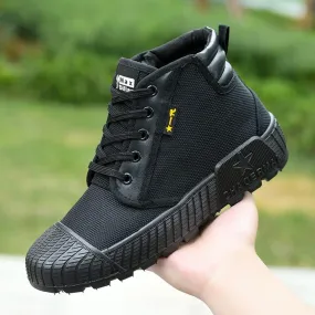Men's High Top Breathable Puncture Proof Slip Resistant Outdoor Work Shoes Hiking Canvas Sneakers