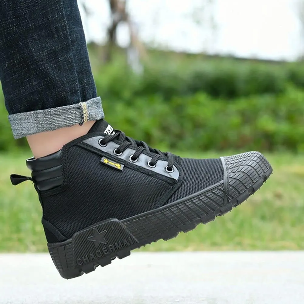 Men's High Top Breathable Puncture Proof Slip Resistant Outdoor Work Shoes Hiking Canvas Sneakers