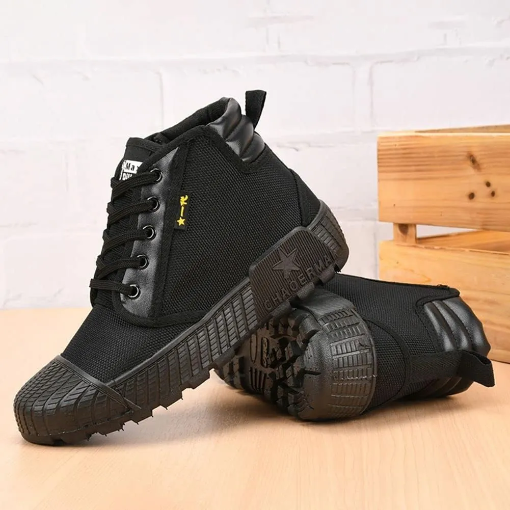 Men's High Top Breathable Puncture Proof Slip Resistant Outdoor Work Shoes Hiking Canvas Sneakers
