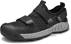 Mens Mesh Breathable Platform Wear-Resistant Hiking Sport Shoes Wide Toe Hook Loop Anti-Collision Non-Slip Lightweight Sneakers Outdoor Casual Trailing Trekking Camping Walking Shoes