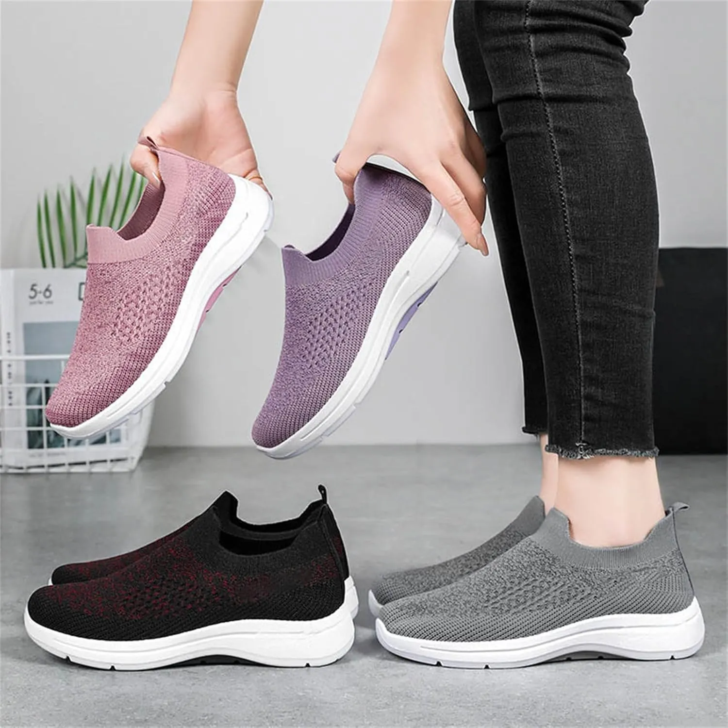 Orthopedic Walking Shoes for Women,2025 New Orthowalkway Womens Shoes,Woven Orthopedic Breathable Walking Sneaker Non-Slip Arch Support Slip on Shoes