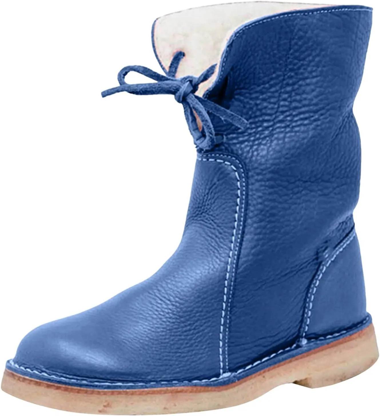 Waterproof Snow Boots for Women, Wide Width Ankle Boots Warm Insulated Faux Fur Lined Waterproof Lace Up Snow Boots Winter Fuzzy Snow Boots Short Ankle Boot with Fur Lined