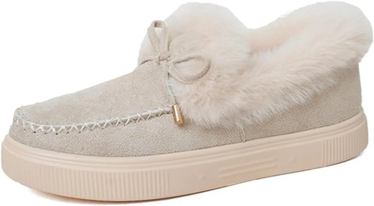 Winter Boots For Women 2024 Fashion Snow Boots Warm Ankle Booties Slip On Outdoor Fur Lined Comfortable Loafers Shoes