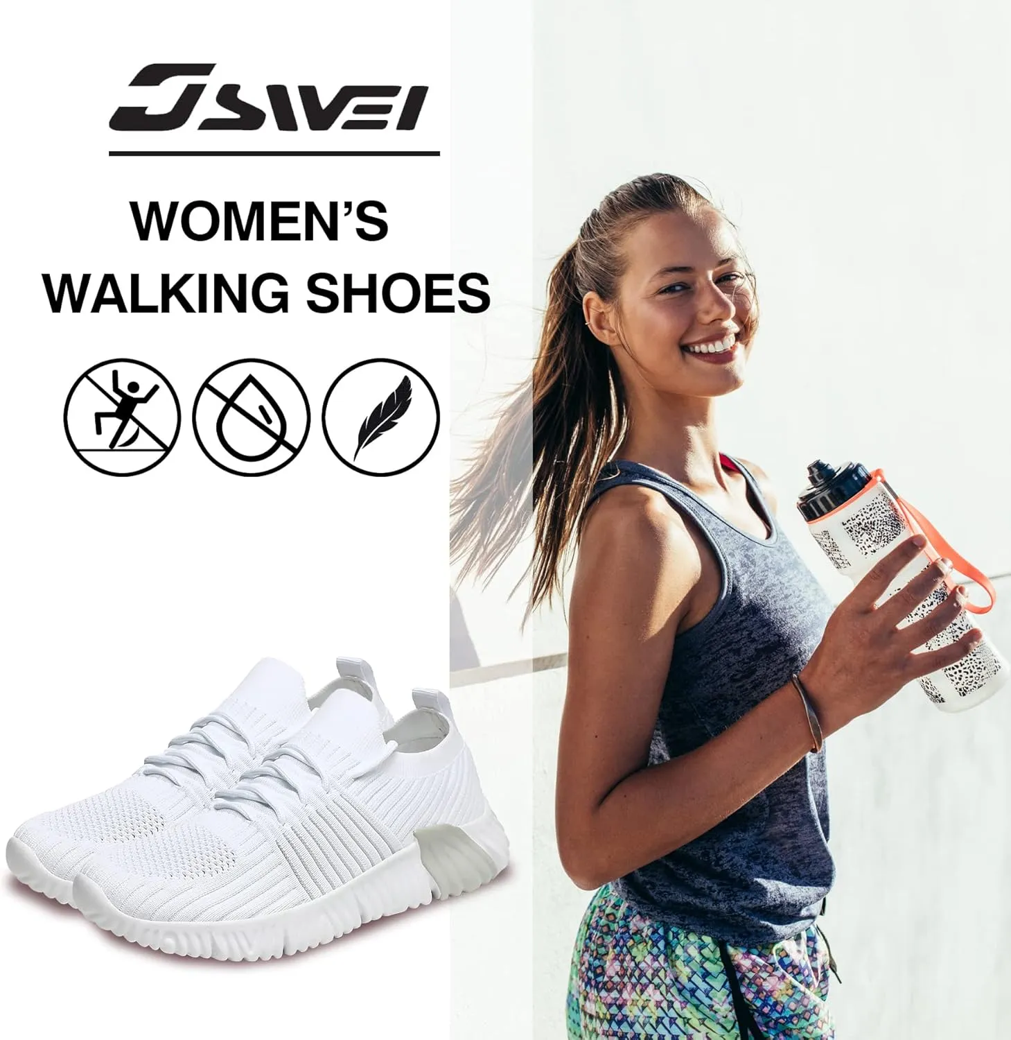 Women Slip On Comfort Shoes Walking Shoes Non Slip Running Shoes Breathable Lightweight Gym Golf Fashion Sneakers