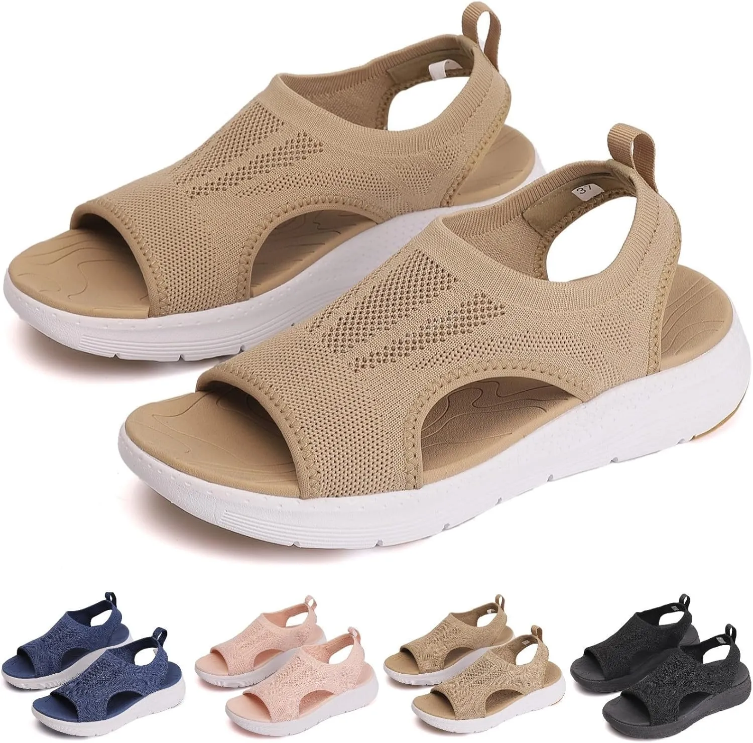 Women's Breathable Orthopedic Arch Support Sandals, Comfortable Walking Tennis Shoes, Waterproof Hiking Outdoor Active Summer Dressy Soft Mat Diabetic Sandals