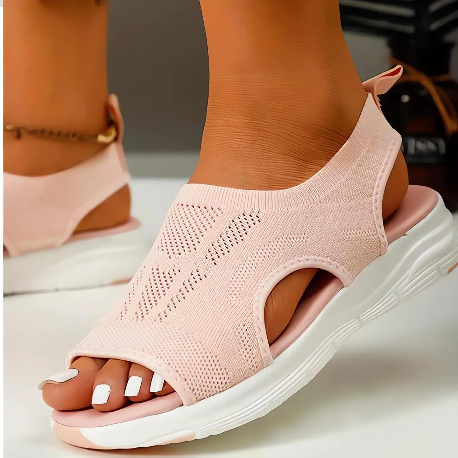 Women's Breathable Orthopedic Arch Support Sandals, Comfortable Walking Tennis Shoes, Waterproof Hiking Outdoor Active Summer Dressy Soft Mat Diabetic Sandals